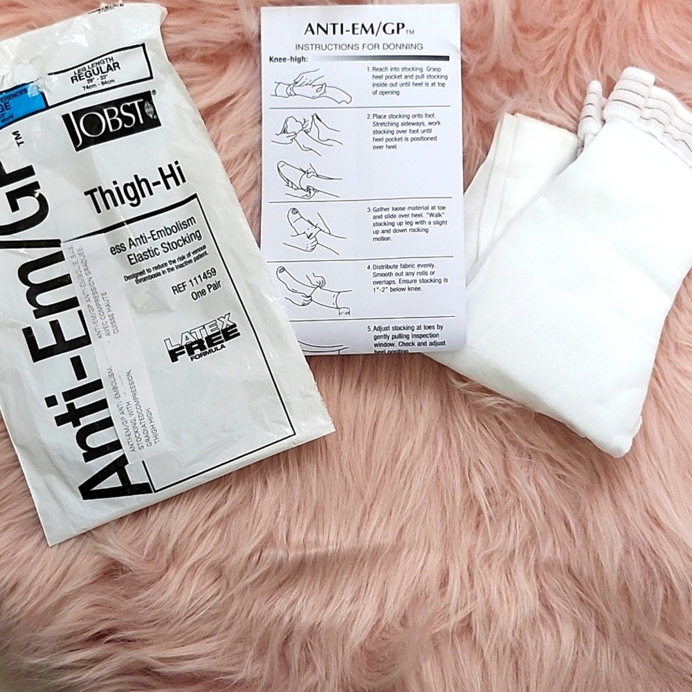 Brand New JOBST SEAMLESS ANTI-EMBOLISM ELASTIC THIGH-HI STOCKINGS-L